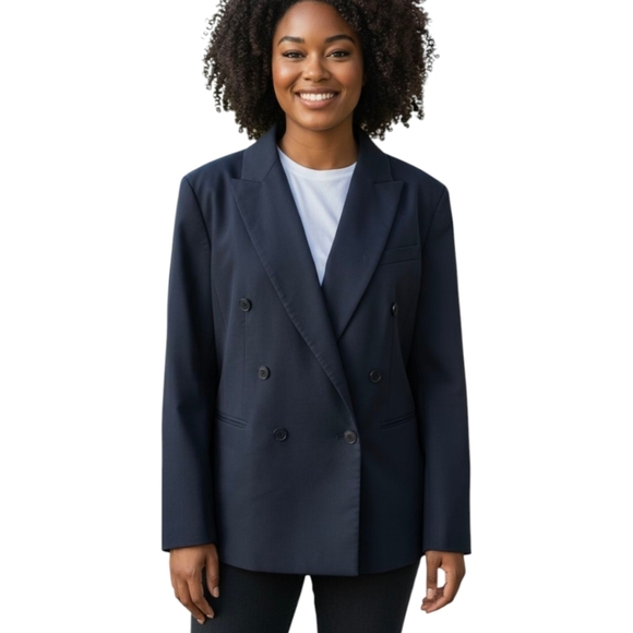 Talbots Navy Double-Breasted Blazer Timeless Design Office Siren Plus Size Sz 20 - Picture 1 of 10